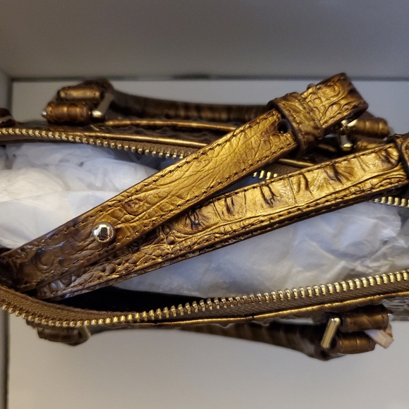 Brahmin Brown and Cream Crocodile Embossed Satchel - Picture 6 of 9